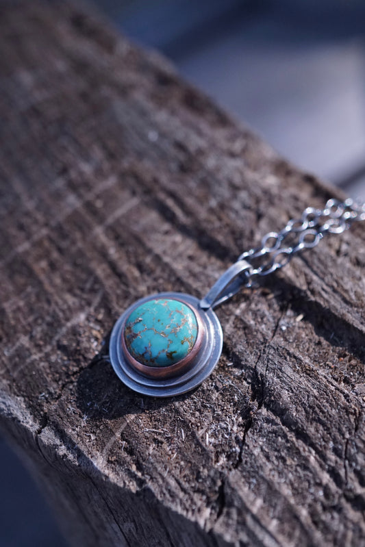 copper bezel + round turquoise necklace