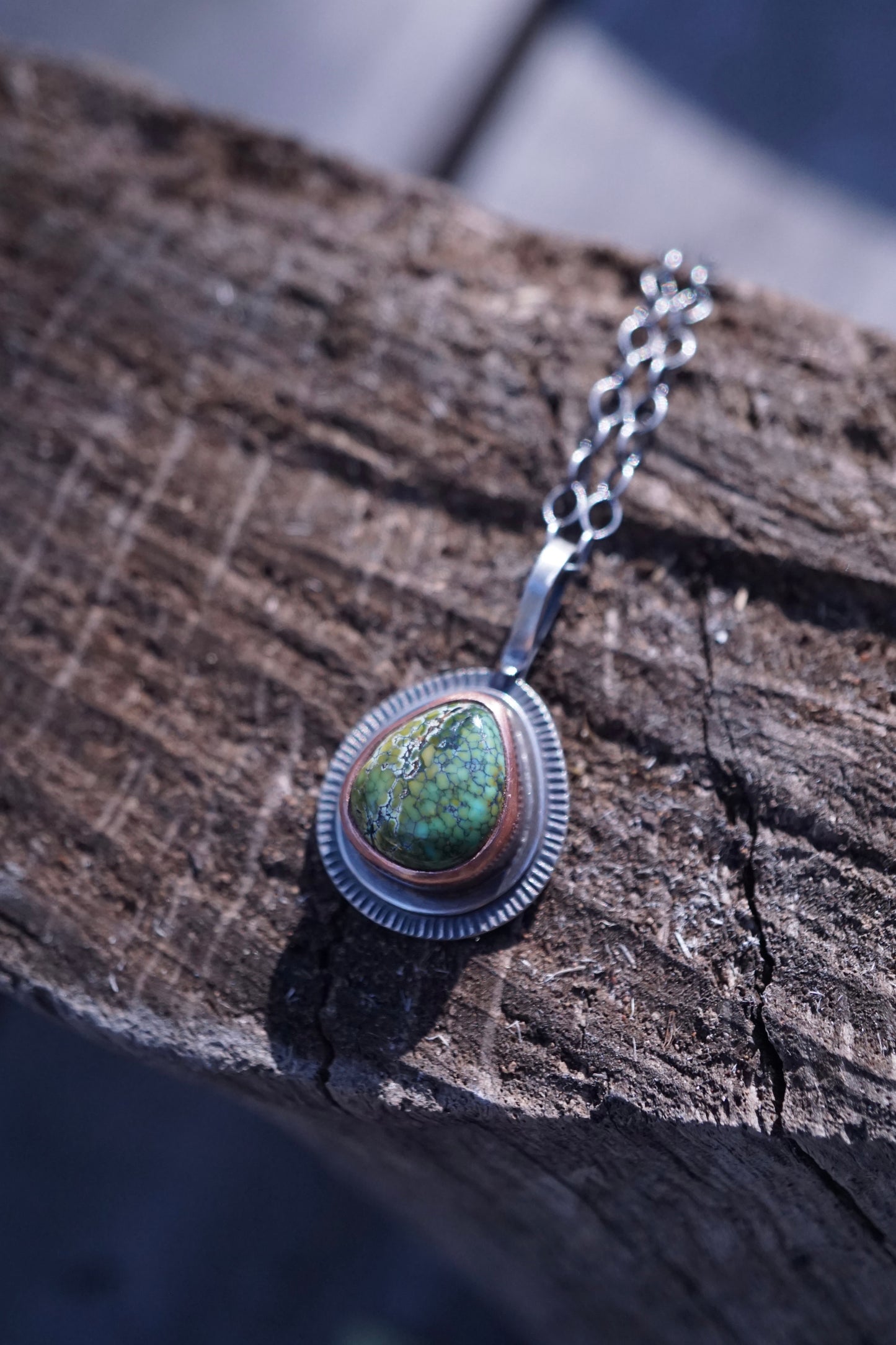 copper bezel + polychrome royston turquoise necklace