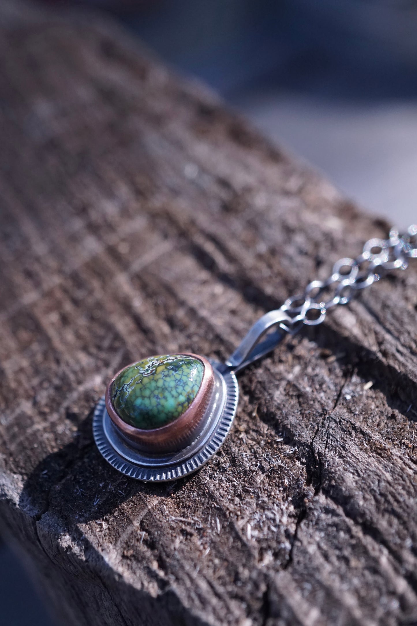 copper bezel + polychrome royston turquoise necklace