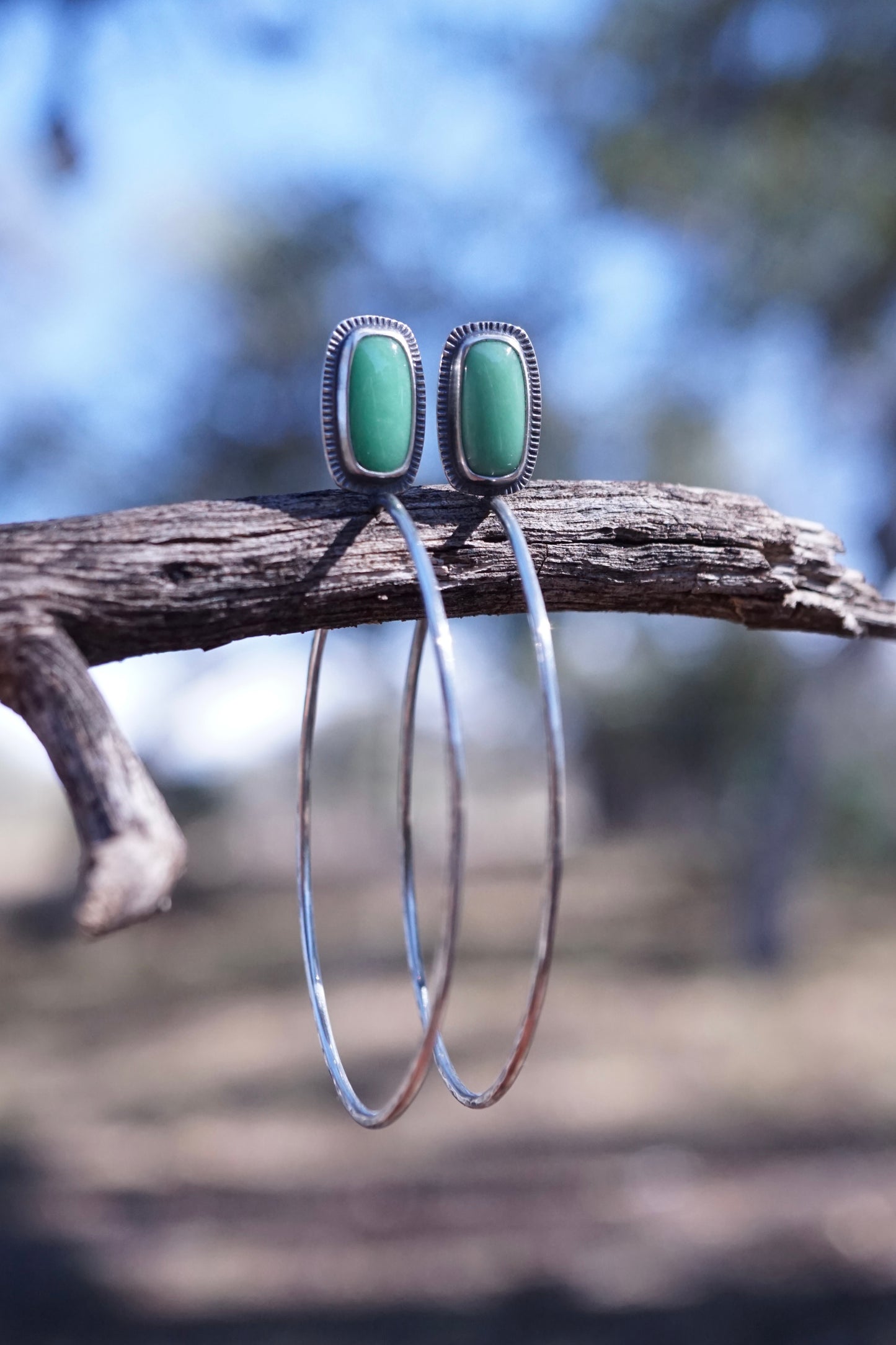lumenrose hoops with lucin variscite