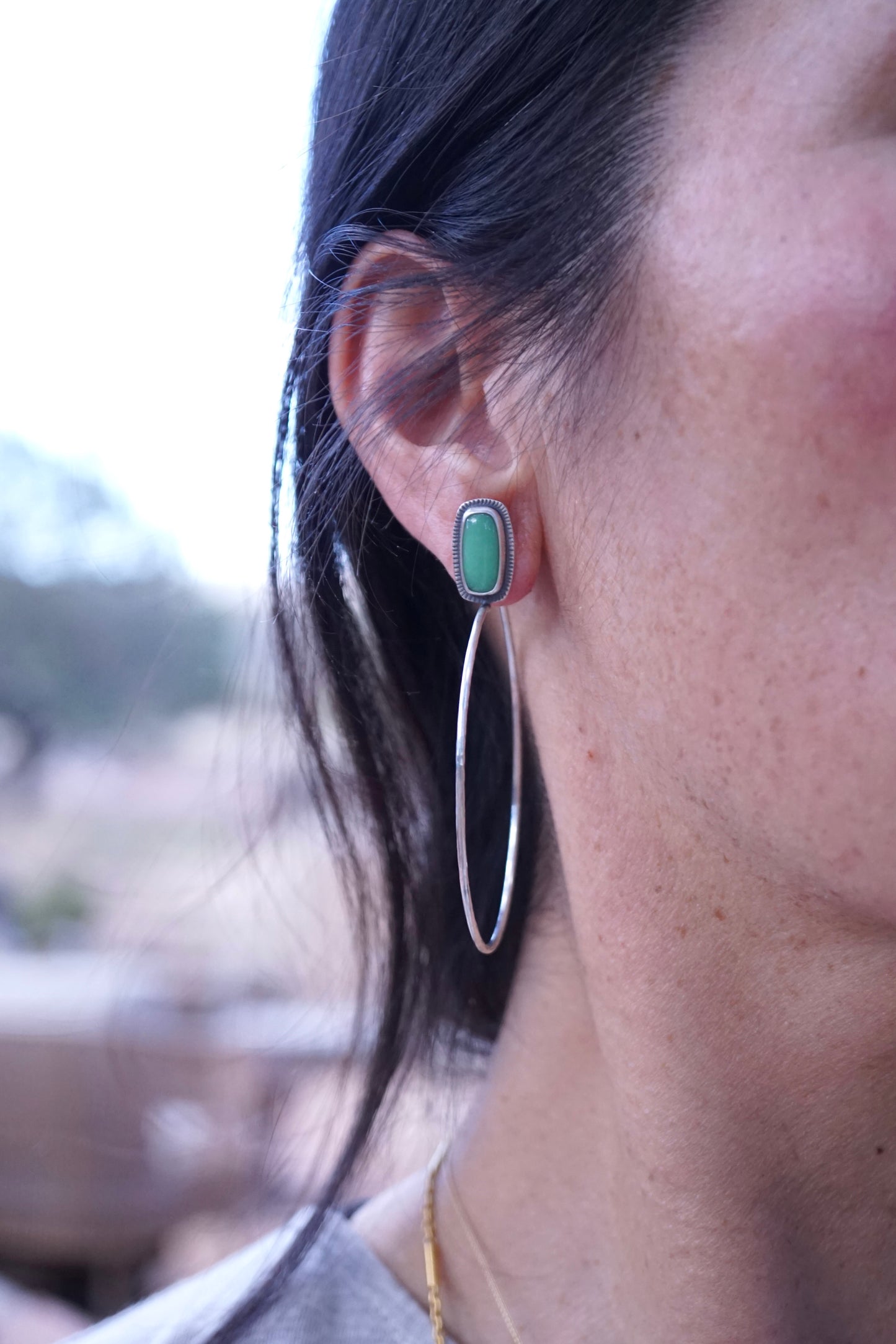 lumenrose hoops with lucin variscite
