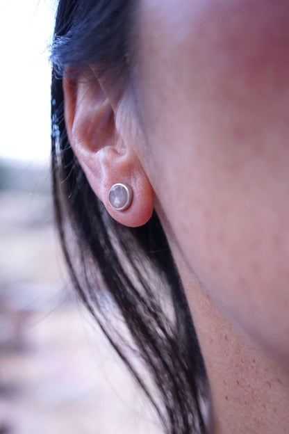 faceted chocolate moonstone studs
