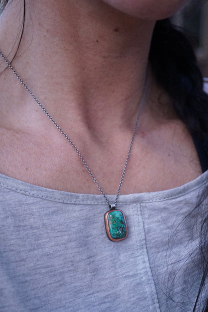 patagonia turquoise necklace with copper bezel