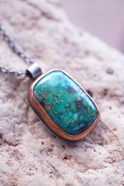 patagonia turquoise necklace with copper bezel