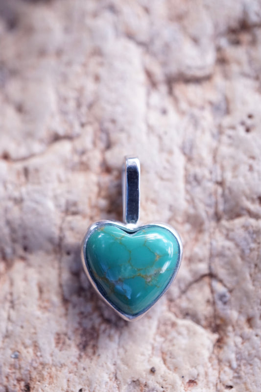 armenian turquoise heart charm - NO CHAIN INCLUDED
