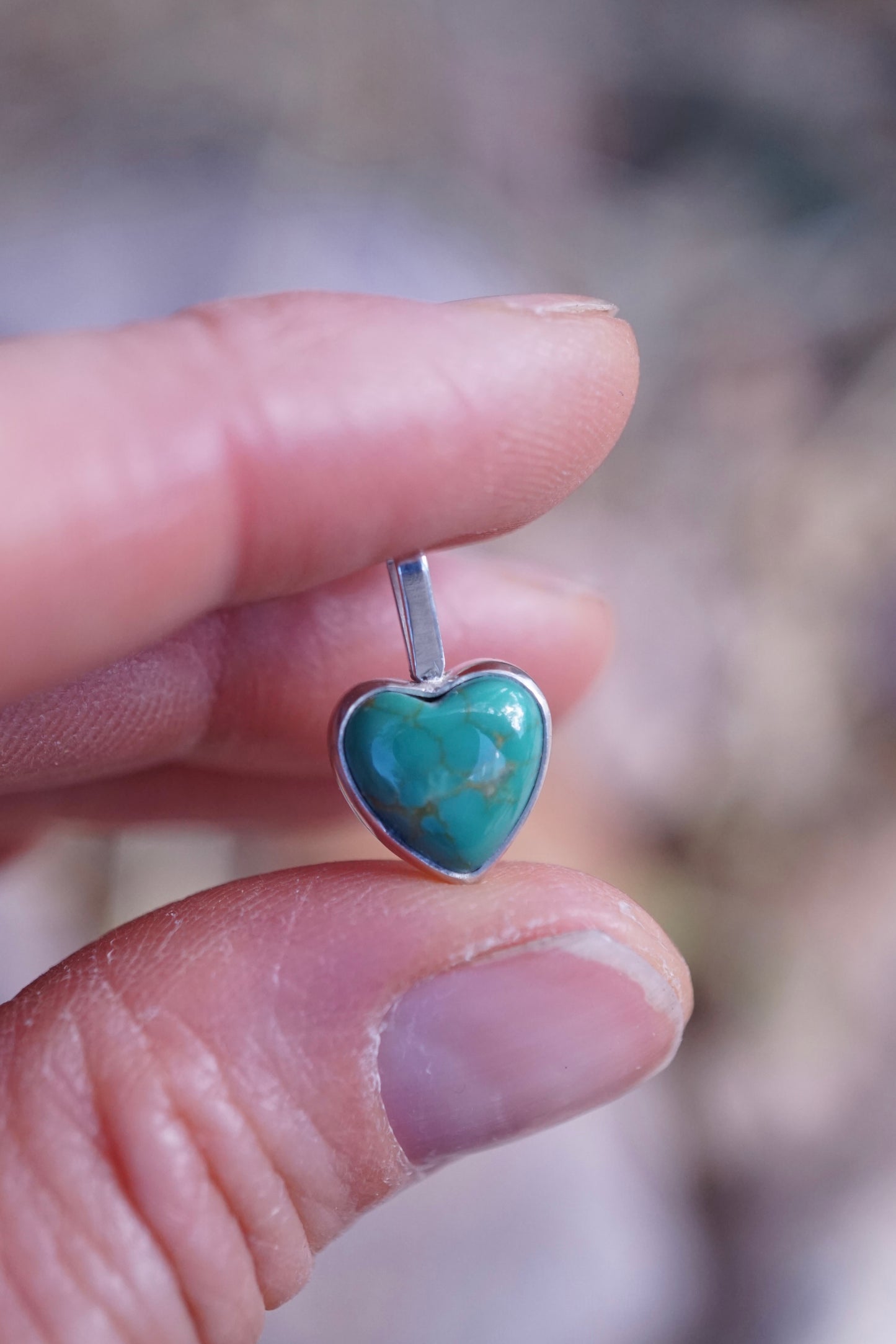armenian turquoise heart charm - NO CHAIN INCLUDED