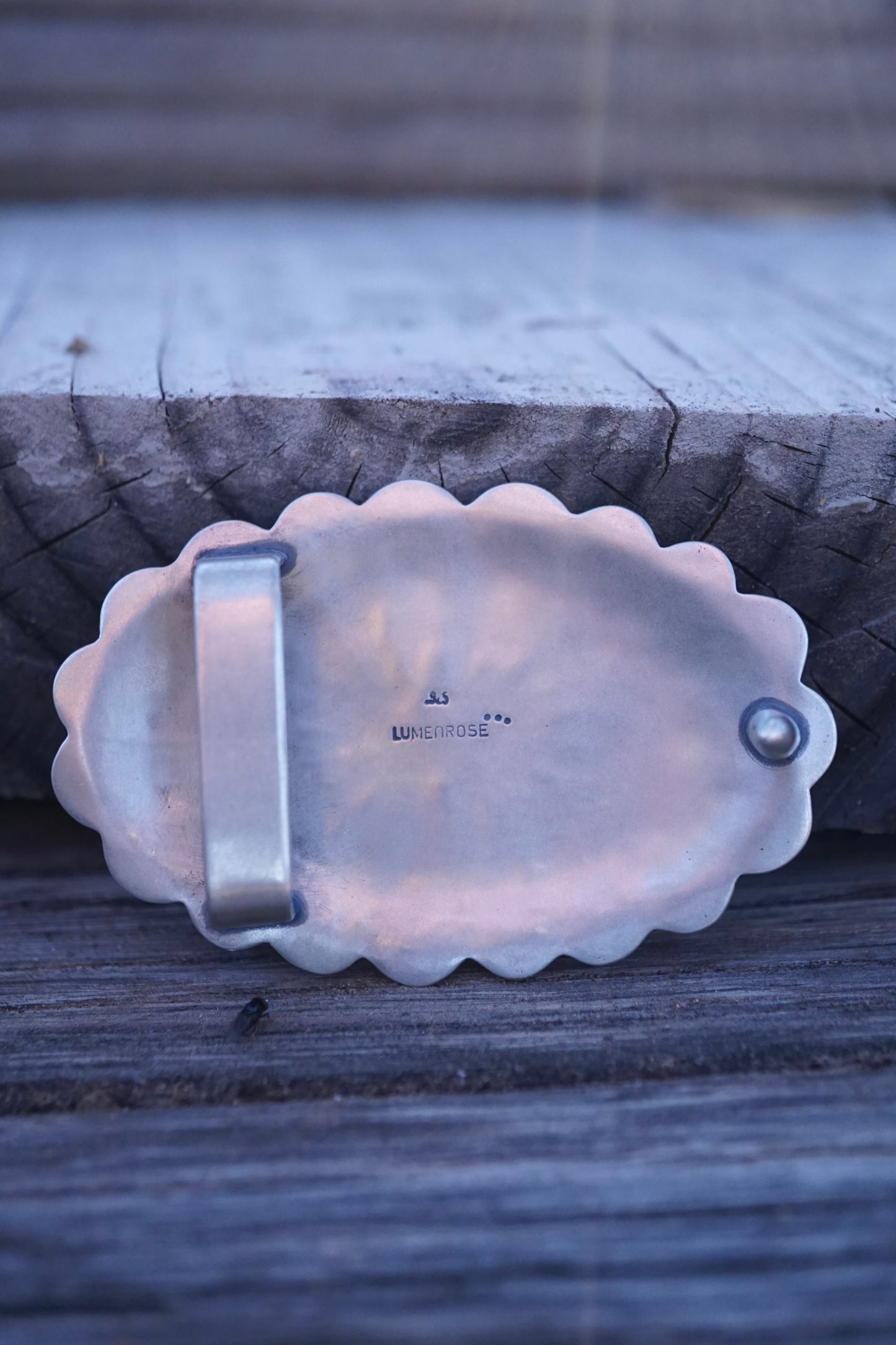 scalloped silver belt buckle with royston turquoise -comes with full grain leather belt