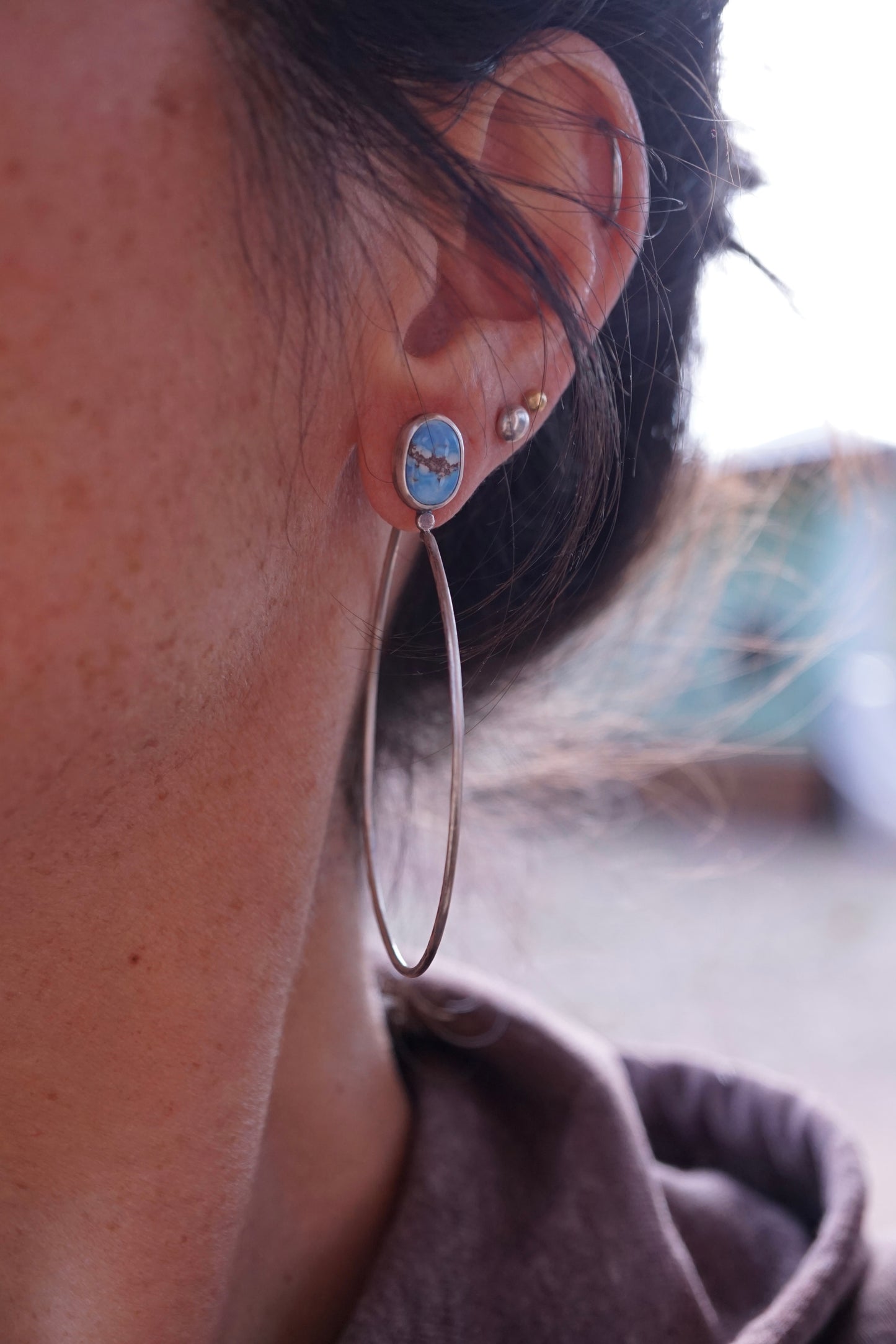 lumenrose hoops with lavender golden hills turquoise