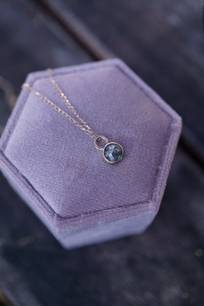 delicate 14k gold + salt and pepper diamond necklace