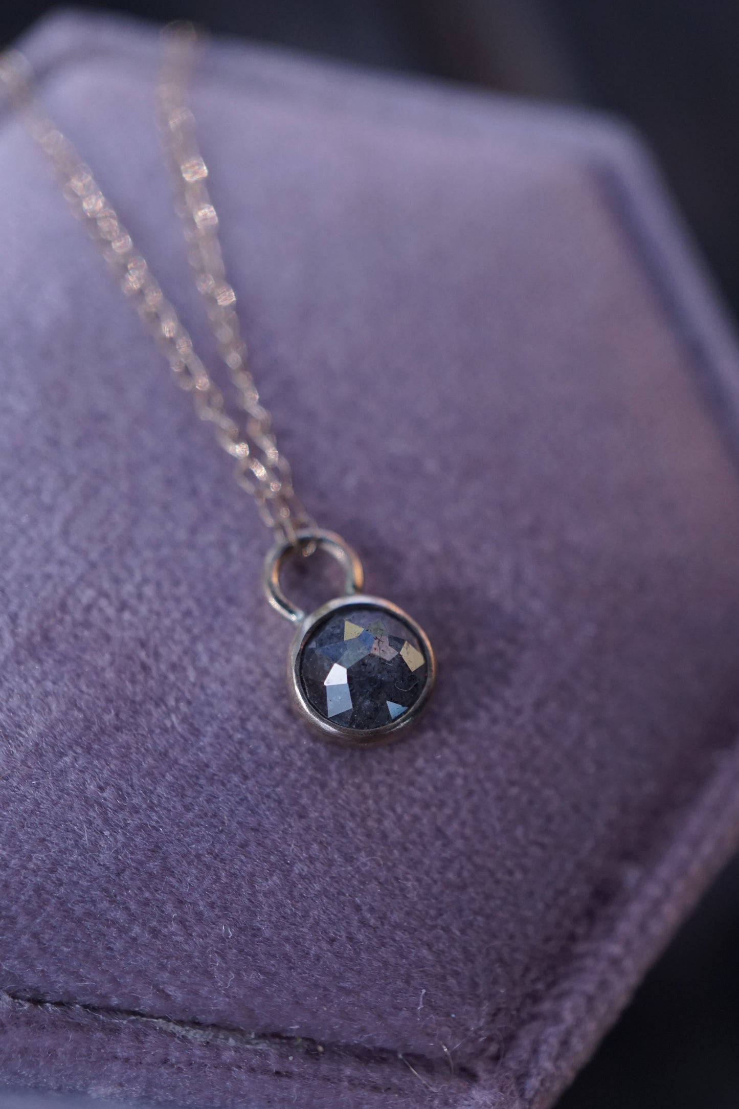delicate 14k gold + salt and pepper diamond necklace