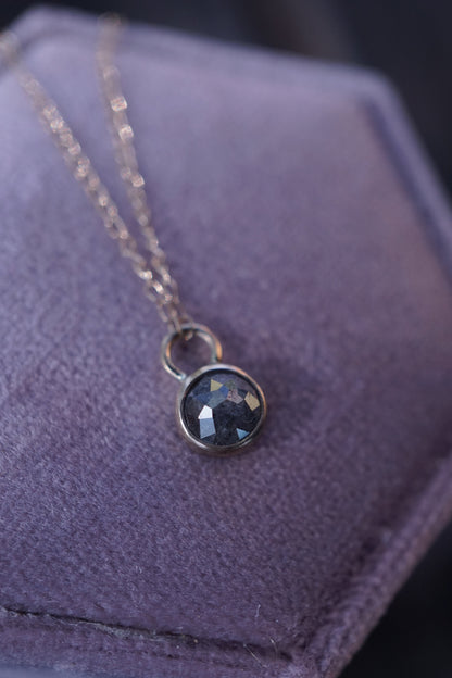 delicate 14k gold + salt and pepper diamond necklace