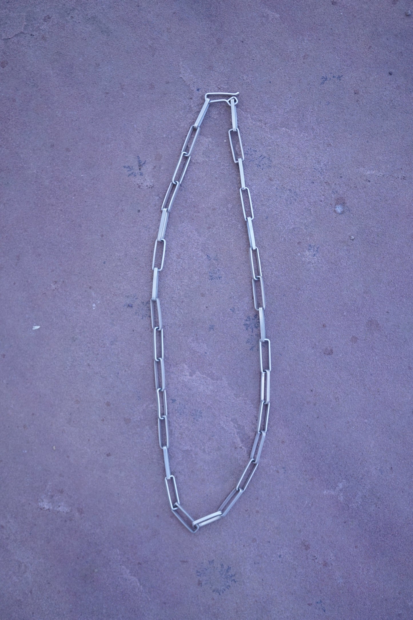 handmade sterling rectangle chain choker -  15.25"