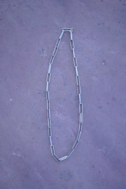 handmade sterling rectangle chain choker -  15.25"