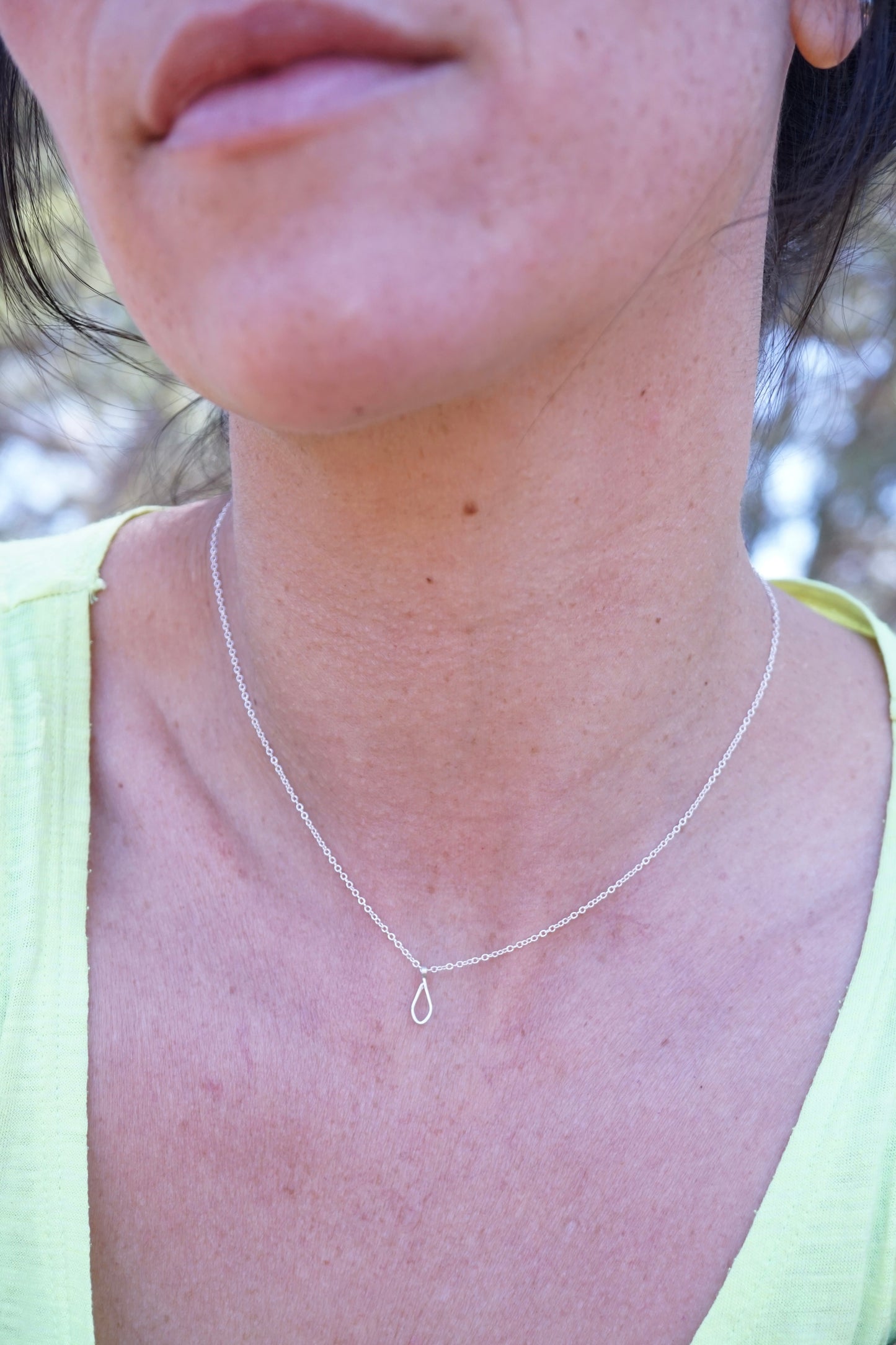 delicate silver droplet necklace