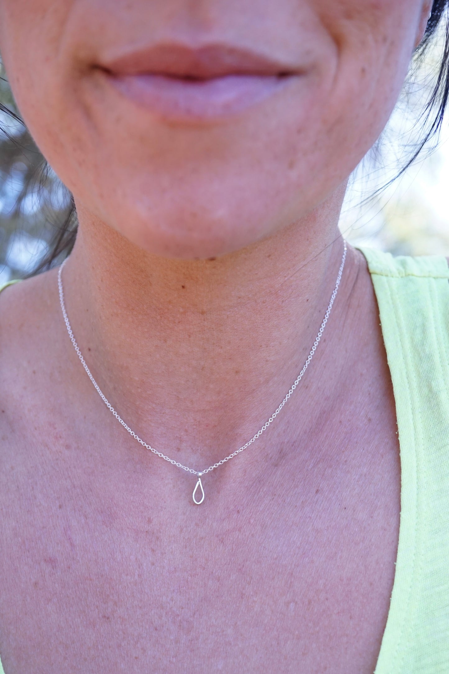 delicate silver droplet necklace