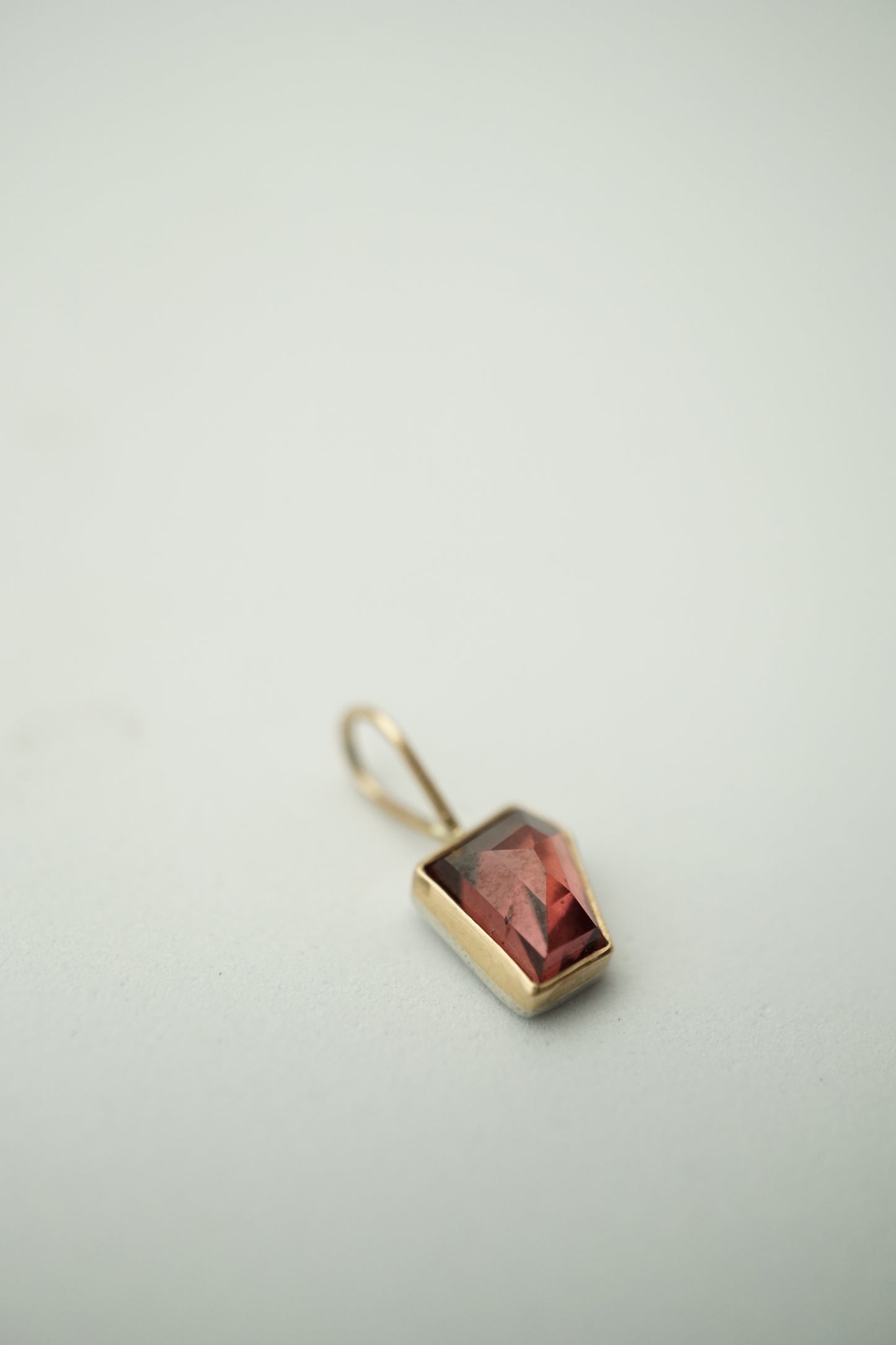 garnet pendant in 14k gold backed in sterling - NO CHAIN INCLUDED