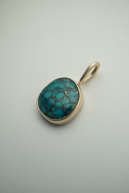 patagonia, az turquiose pendant in 14k gold backed in sterling - NO CHAIN INCLUDED