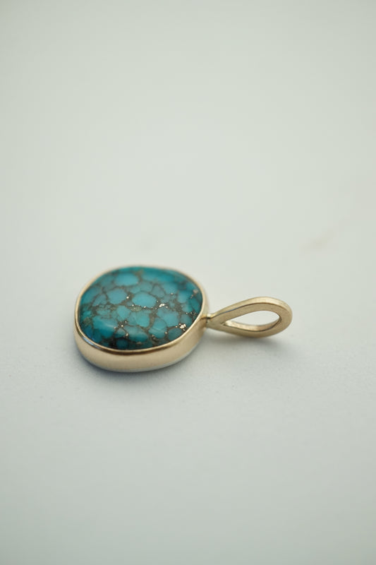 patagonia, az turquiose pendant in 14k gold backed in sterling - NO CHAIN INCLUDED
