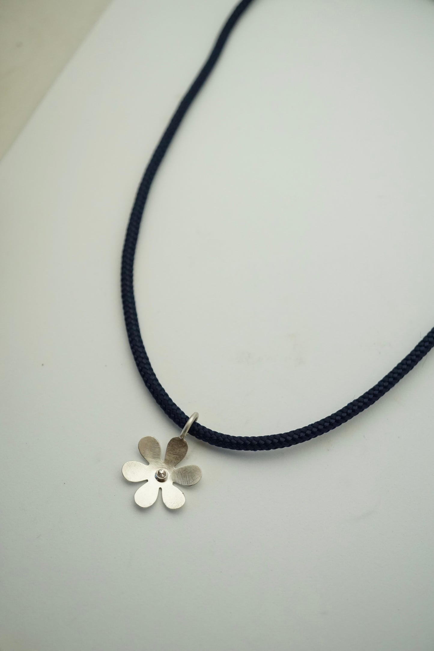 silver retro flower pendant with white sapphire - NO CHAIN INCLUDED