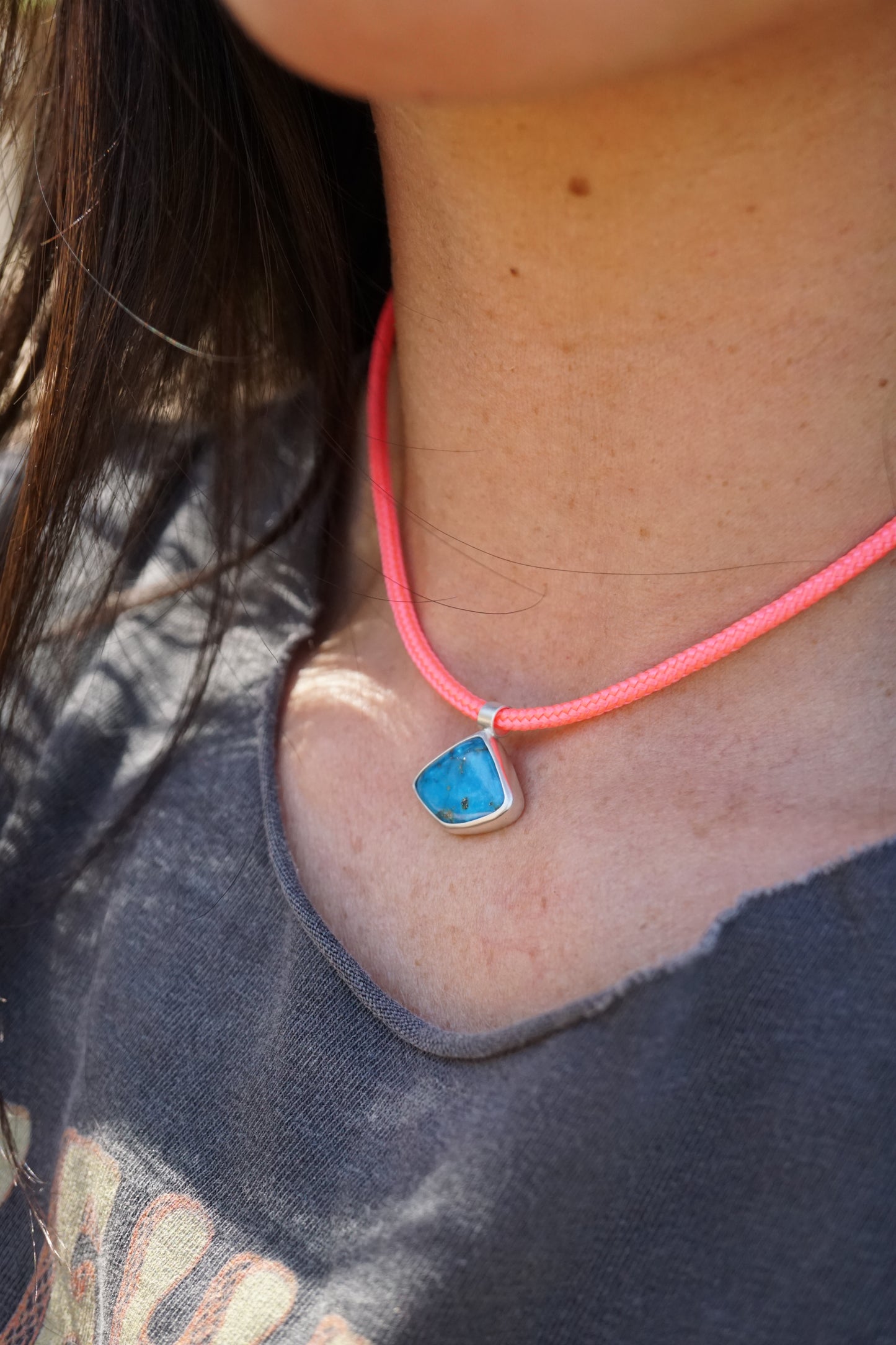 deep blue fan shaped patagonia, az turquoise pendant - NO CHAIN INCLUDED