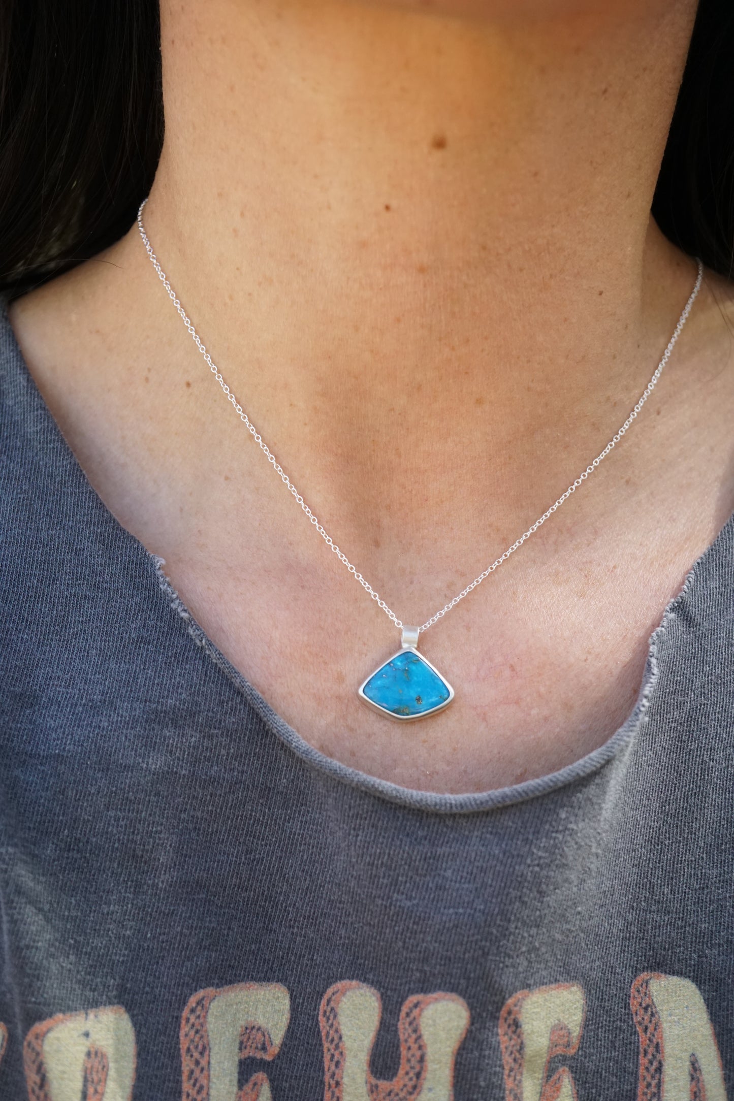 deep blue fan shaped patagonia, az turquoise pendant - NO CHAIN INCLUDED