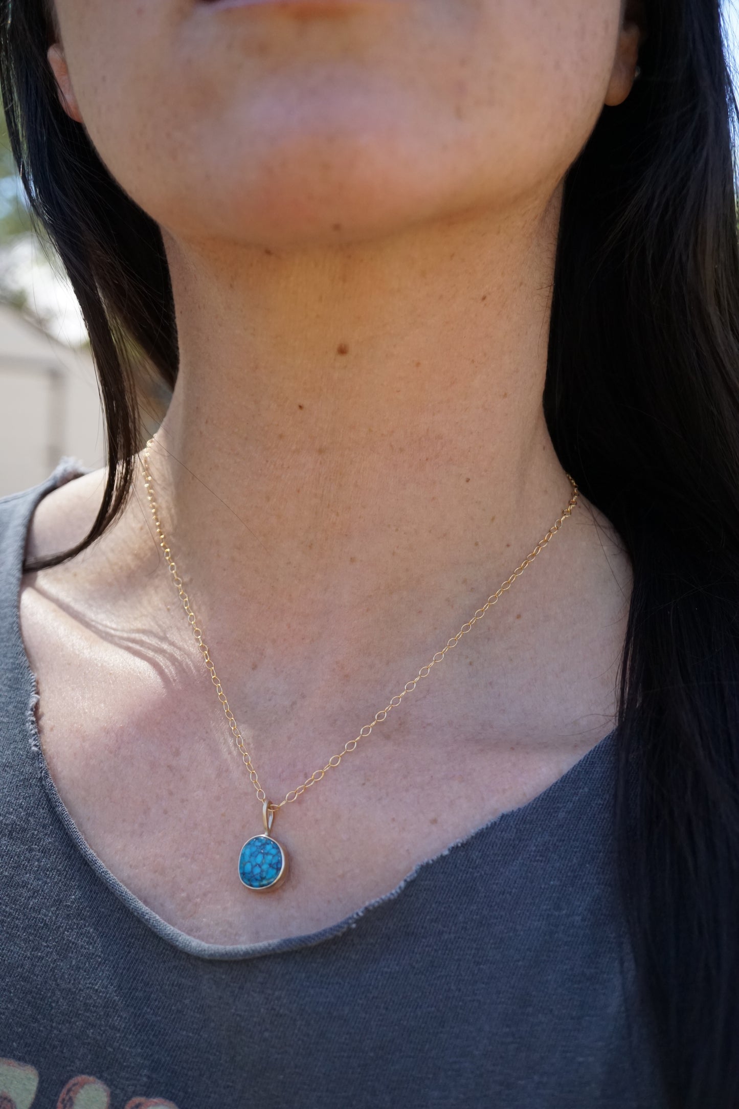 patagonia, az turquiose pendant in 14k gold backed in sterling - NO CHAIN INCLUDED