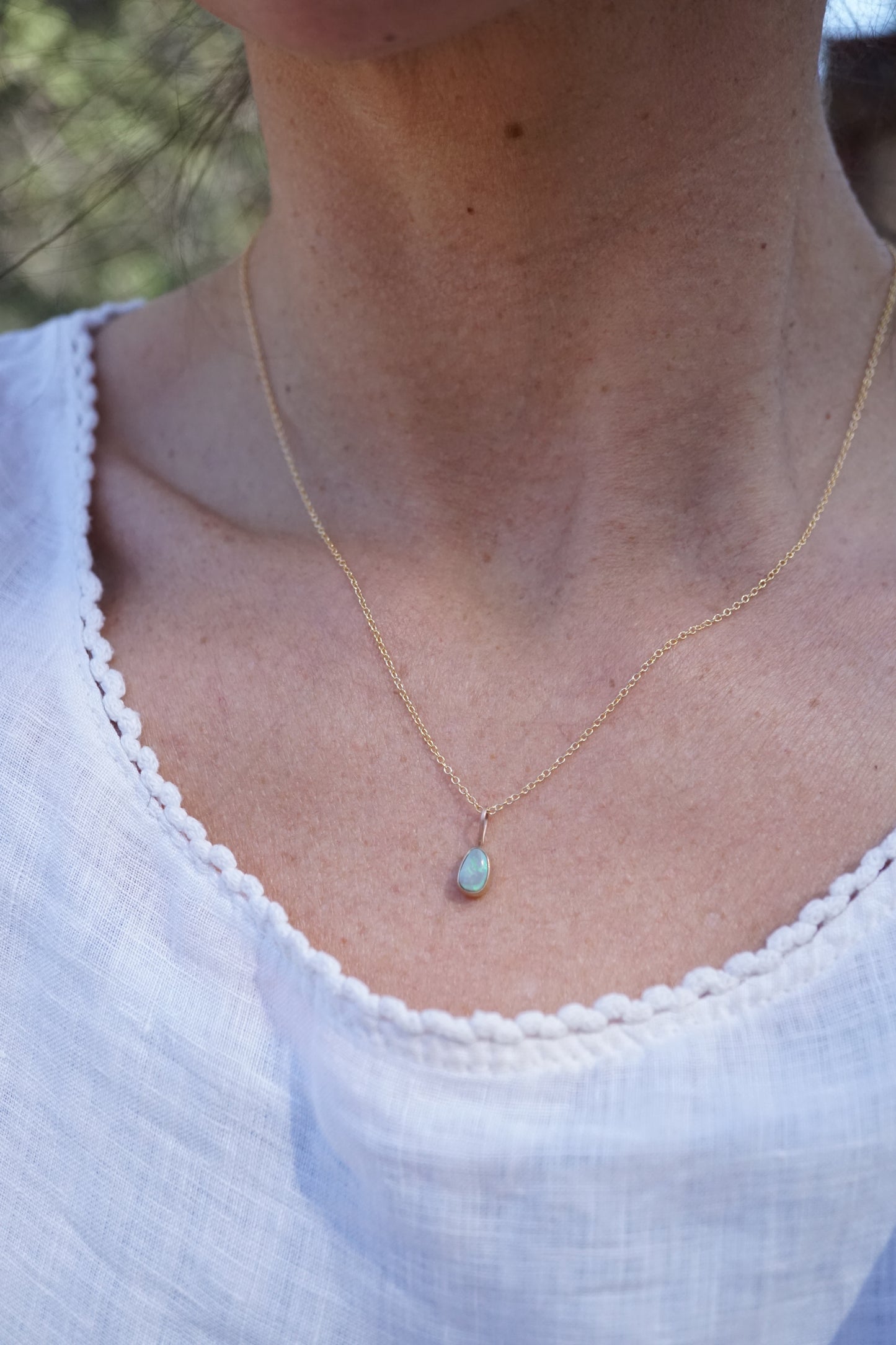 opal pendant in 14k gold backed in sterling - NO CHAIN INCLUDED
