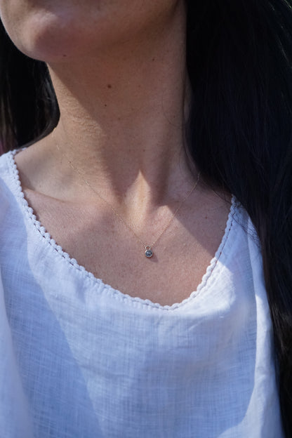 delicate 14k gold + salt and pepper diamond necklace