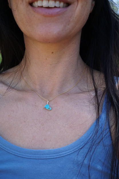 kingman turquoise asymmetrical triangle necklace in 14k goldfill