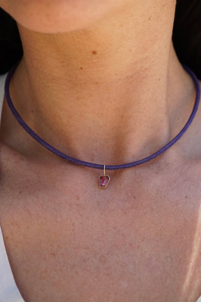 garnet pendant in 14k gold backed in sterling - NO CHAIN INCLUDED