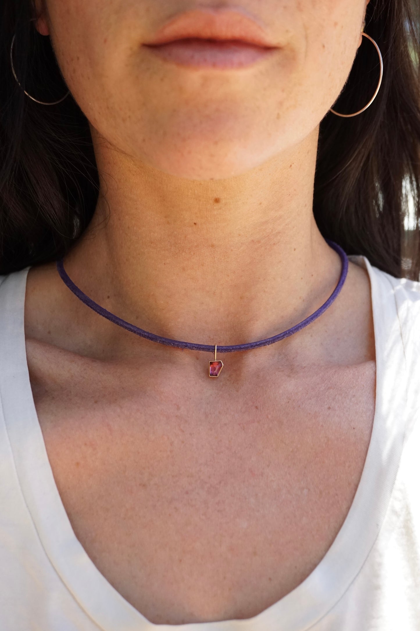 garnet pendant in 14k gold backed in sterling - NO CHAIN INCLUDED
