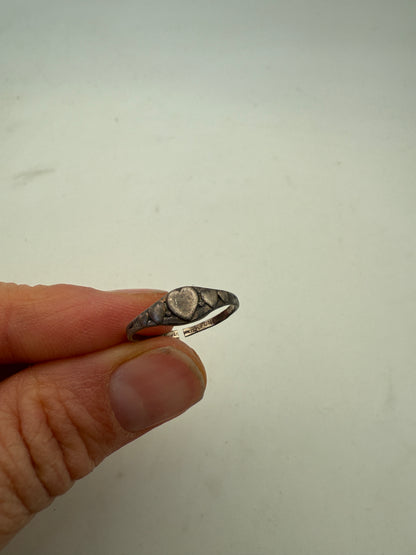 *refreshed collection* silver mini signet heart ring with ruby - size 5.75