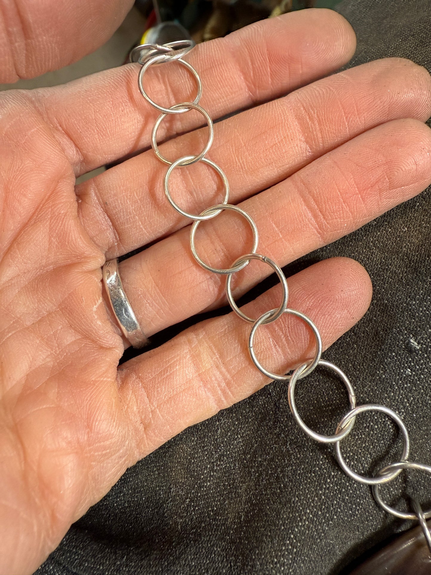 *refreshed collection* silver large link chain choker with patagonia turquoise