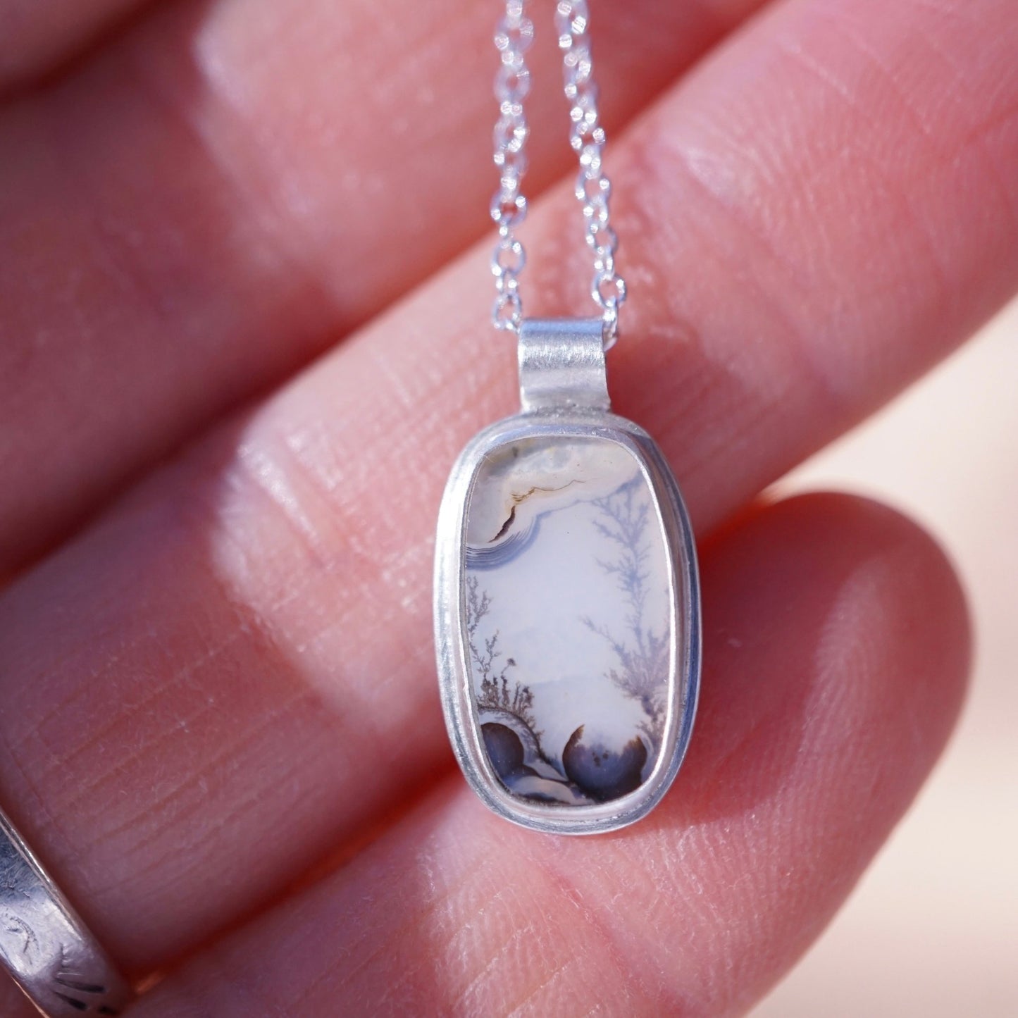 a scene beneath the waves - dendritic agate necklace - Lumenrose