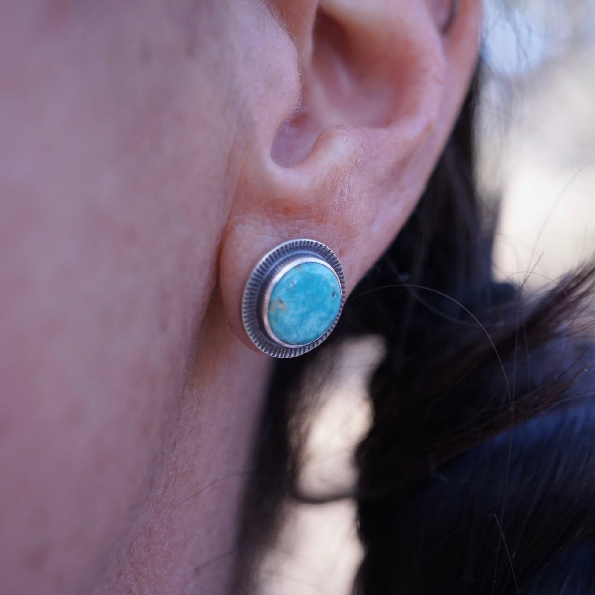 blue ridge turquoise orb studs - Lumenrose