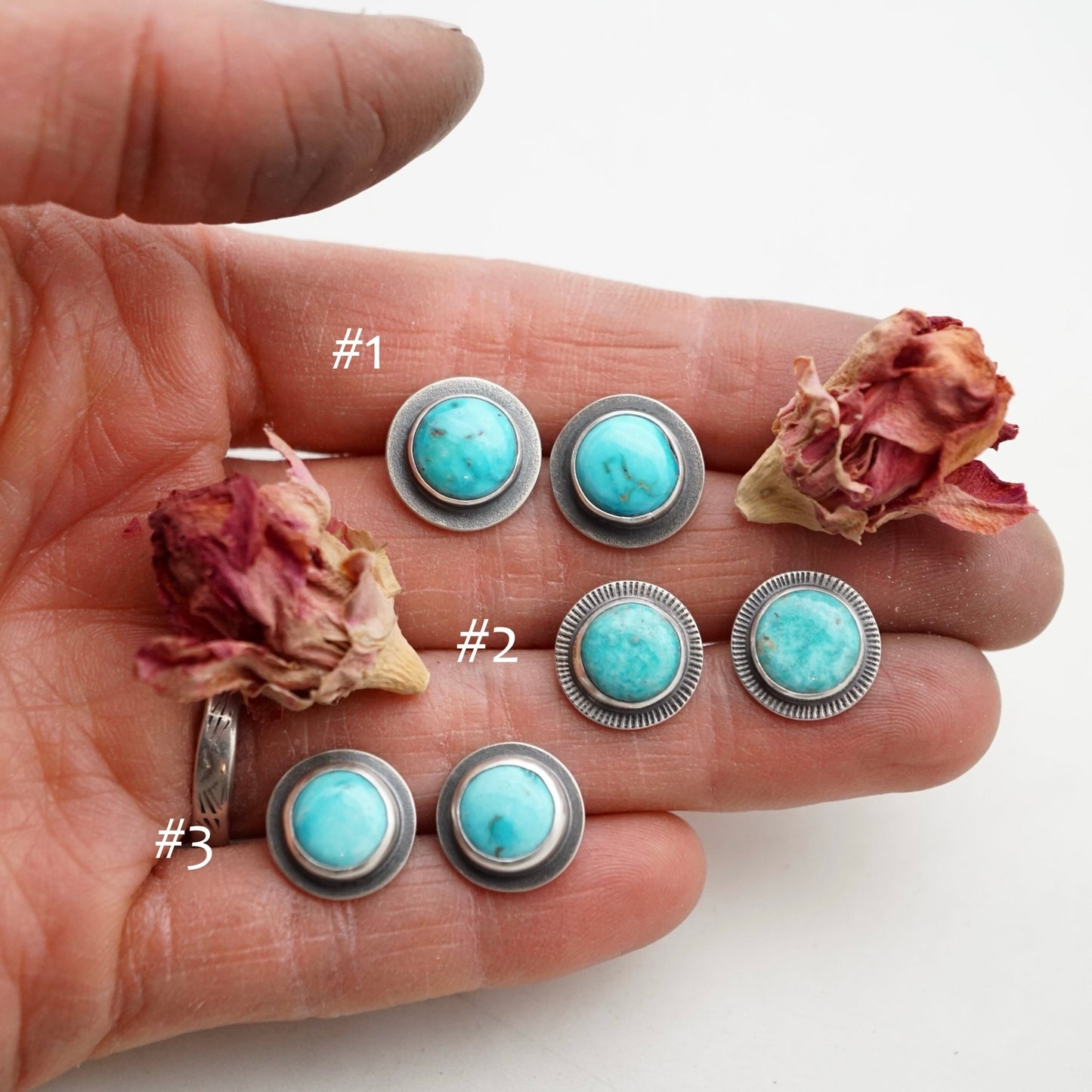 blue ridge turquoise orb studs - Lumenrose