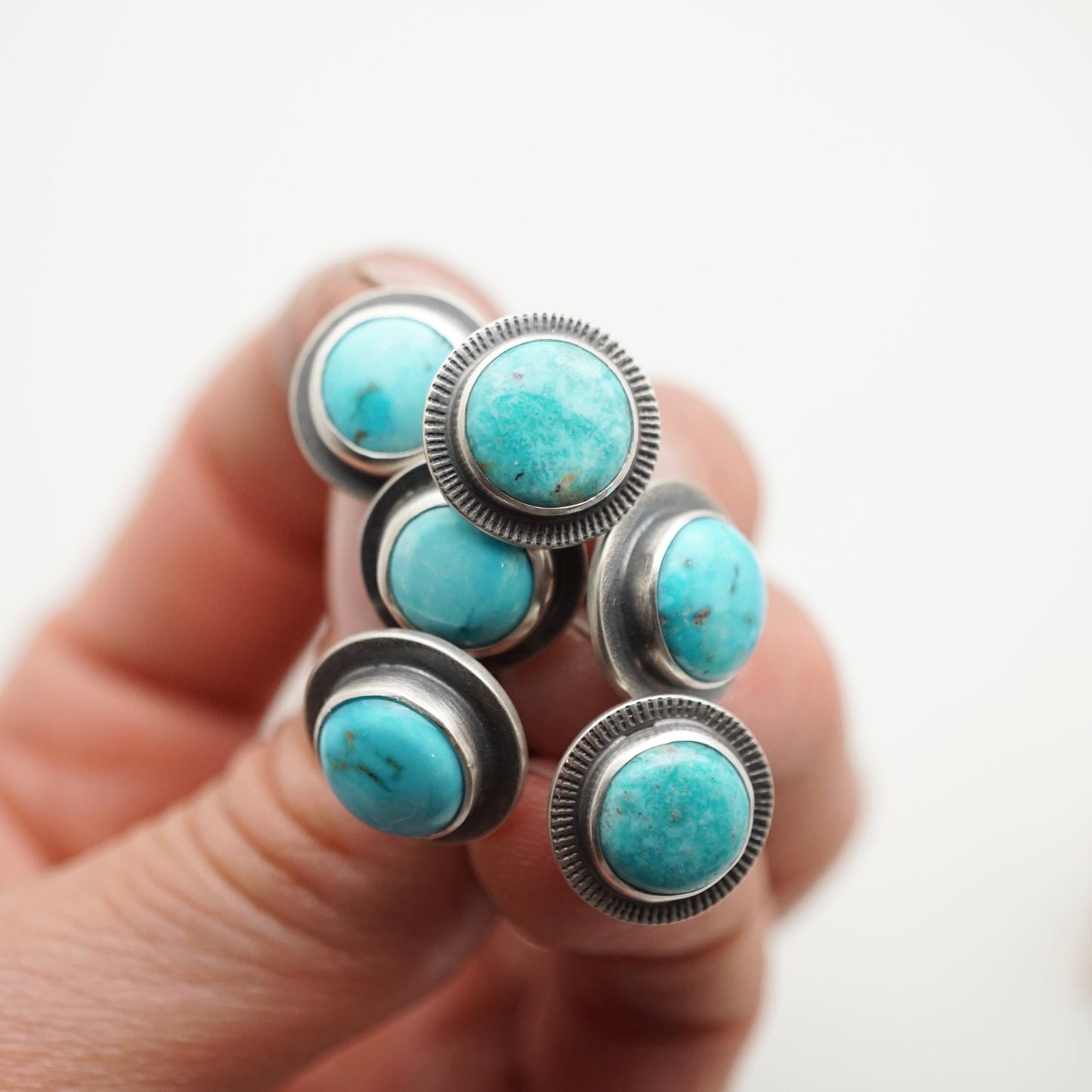 blue ridge turquoise orb studs - Lumenrose