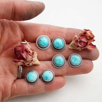 blue ridge turquoise orb studs - Lumenrose