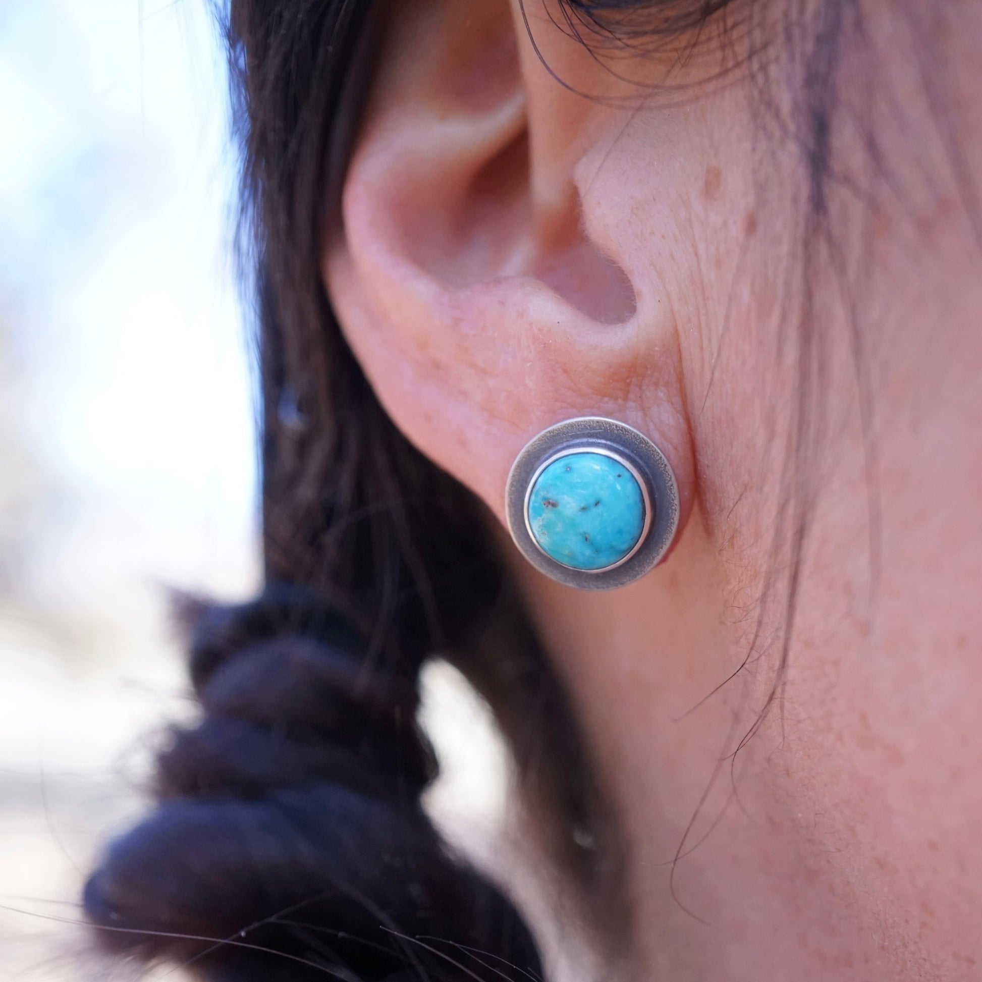 blue ridge turquoise orb studs - Lumenrose