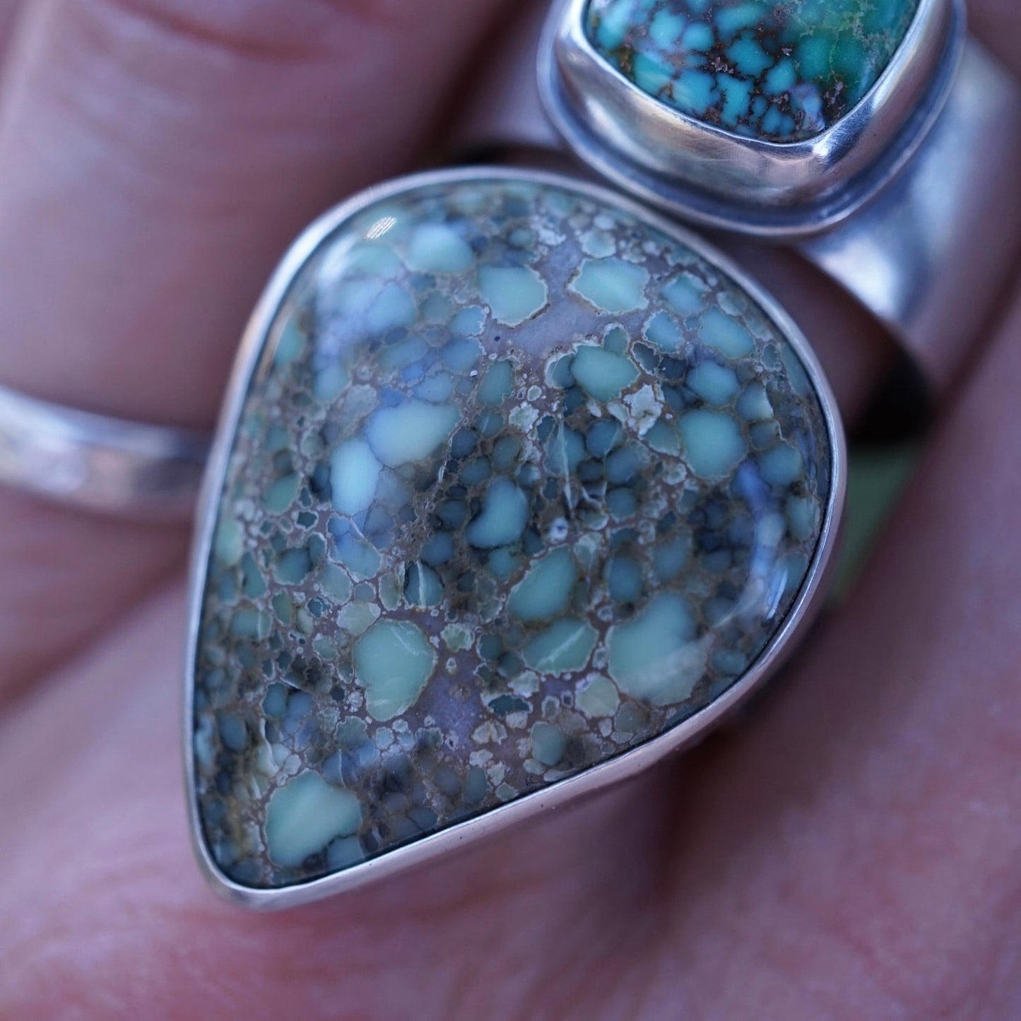 chunky poseidon variscite teardrop ring - size 7.5 - Lumenrose