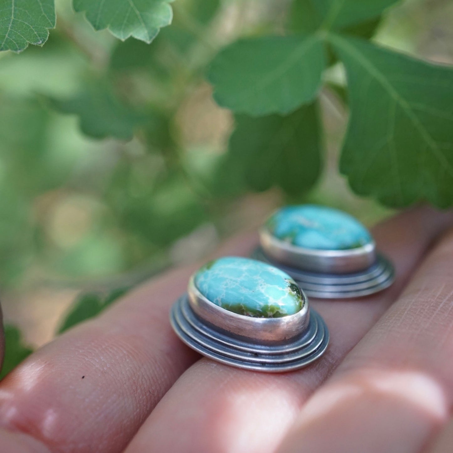 chunky sonoran gold layered silver stud earrings - Lumenrose