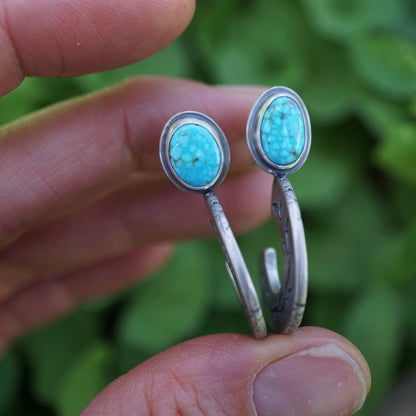 chunky vine hoops with kingman turquoise - pair #1 - Lumenrose