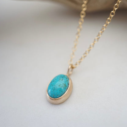 dainty 14k goldfill and kingman turquoise necklace - Lumenrose