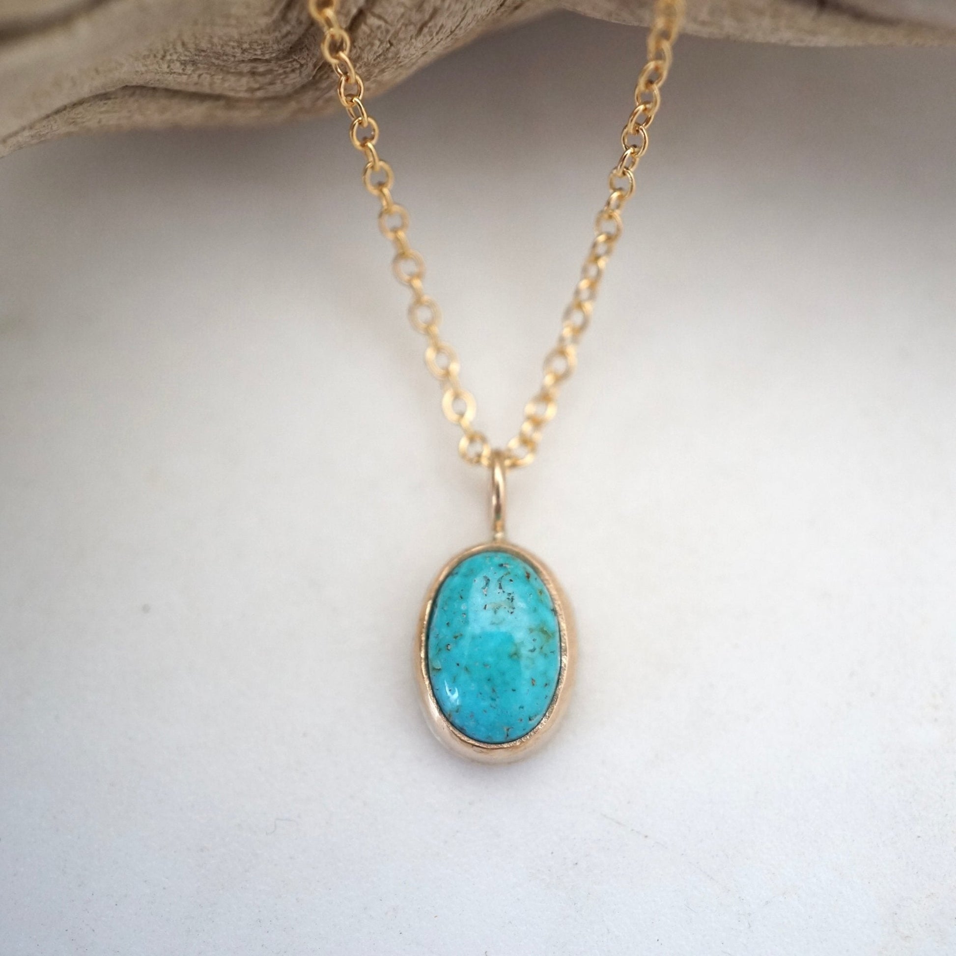 dainty 14k goldfill and kingman turquoise necklace - Lumenrose