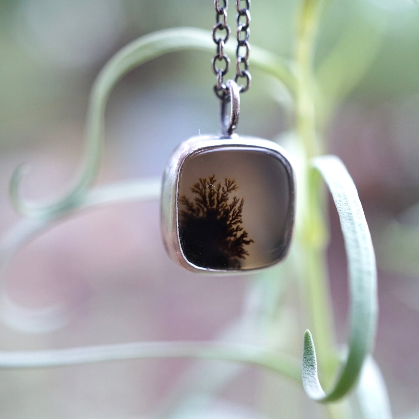 dainty dendritic agate necklace - Lumenrose