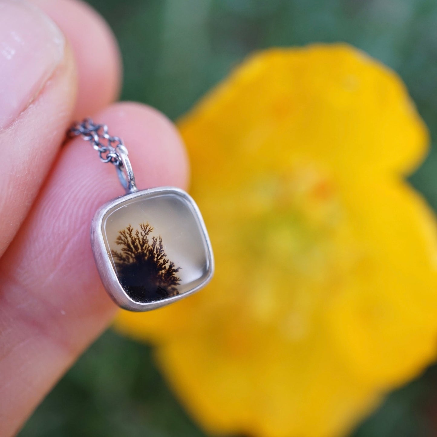 dainty dendritic agate necklace - Lumenrose