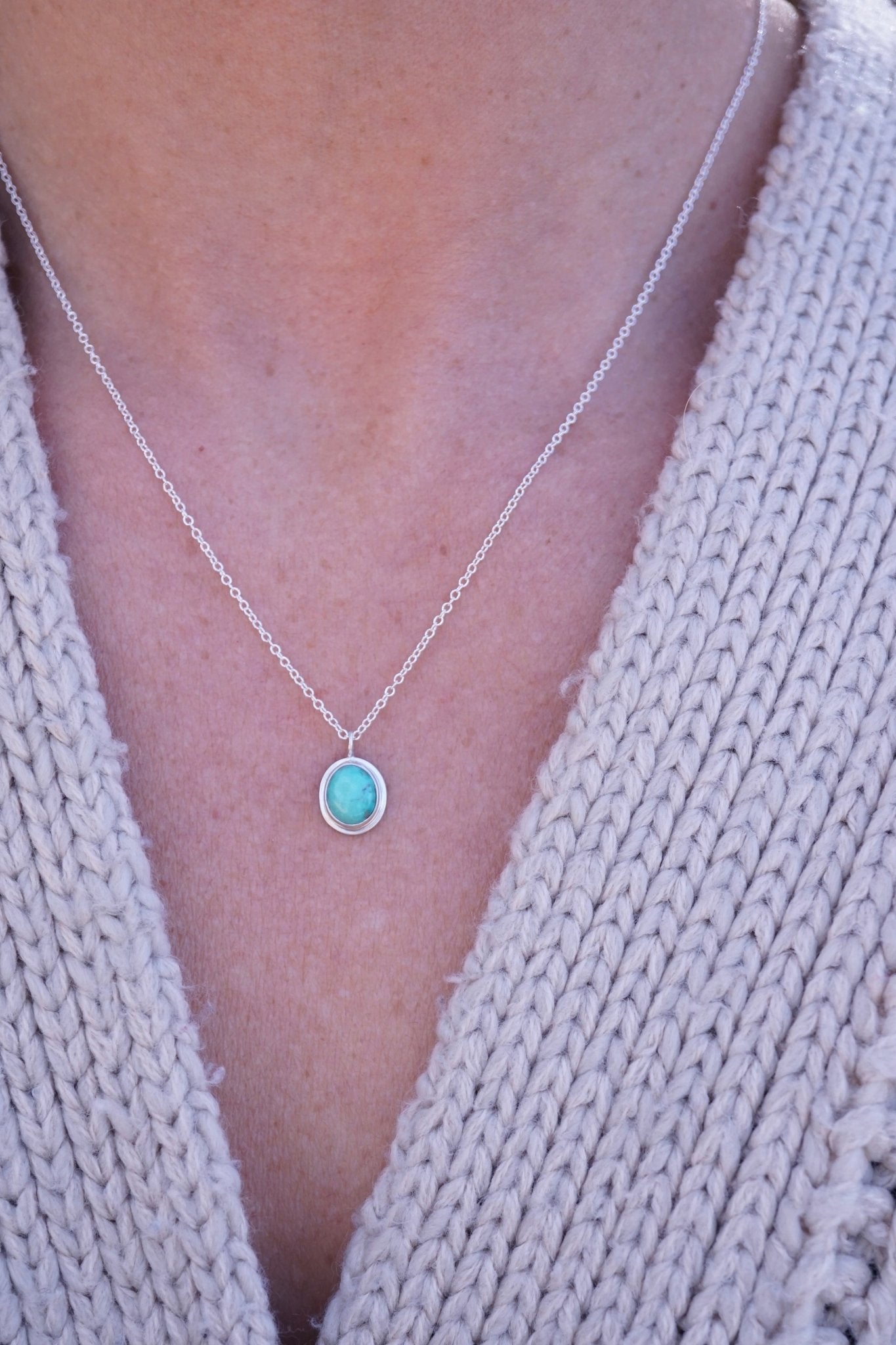 dainty silver and sonoran turquoise necklace - Lumenrose