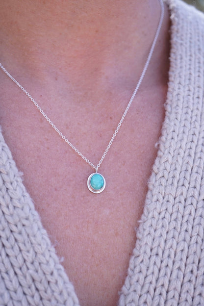 dainty silver and sonoran turquoise necklace - Lumenrose