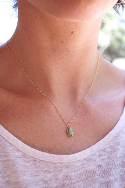 dainty sonoran gold turquoise necklace in 14k goldfill - Lumenrose