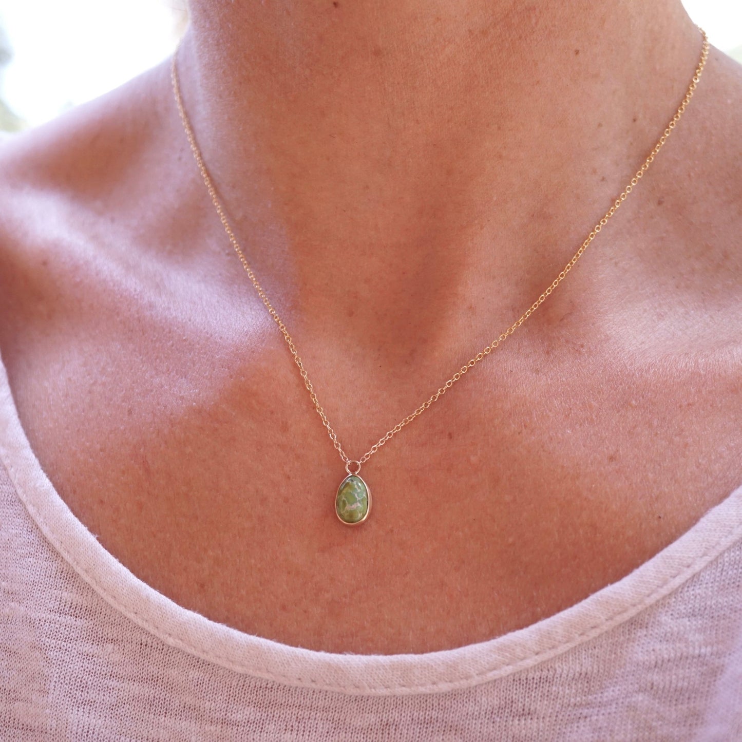 dainty sonoran gold turquoise necklace in 14k goldfill - Lumenrose